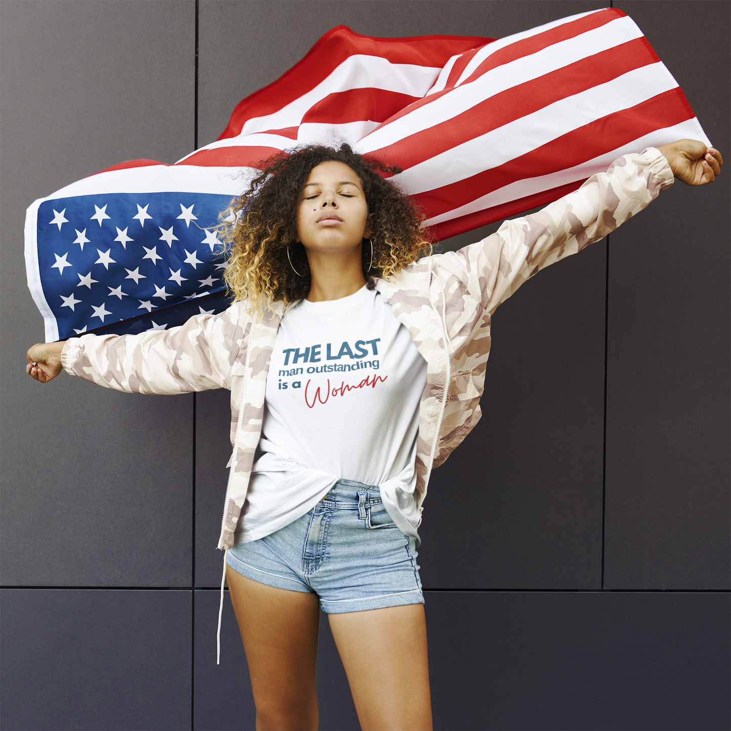 US Election Merch Democrats Last Man Outstanding is a Woman T-shirt
