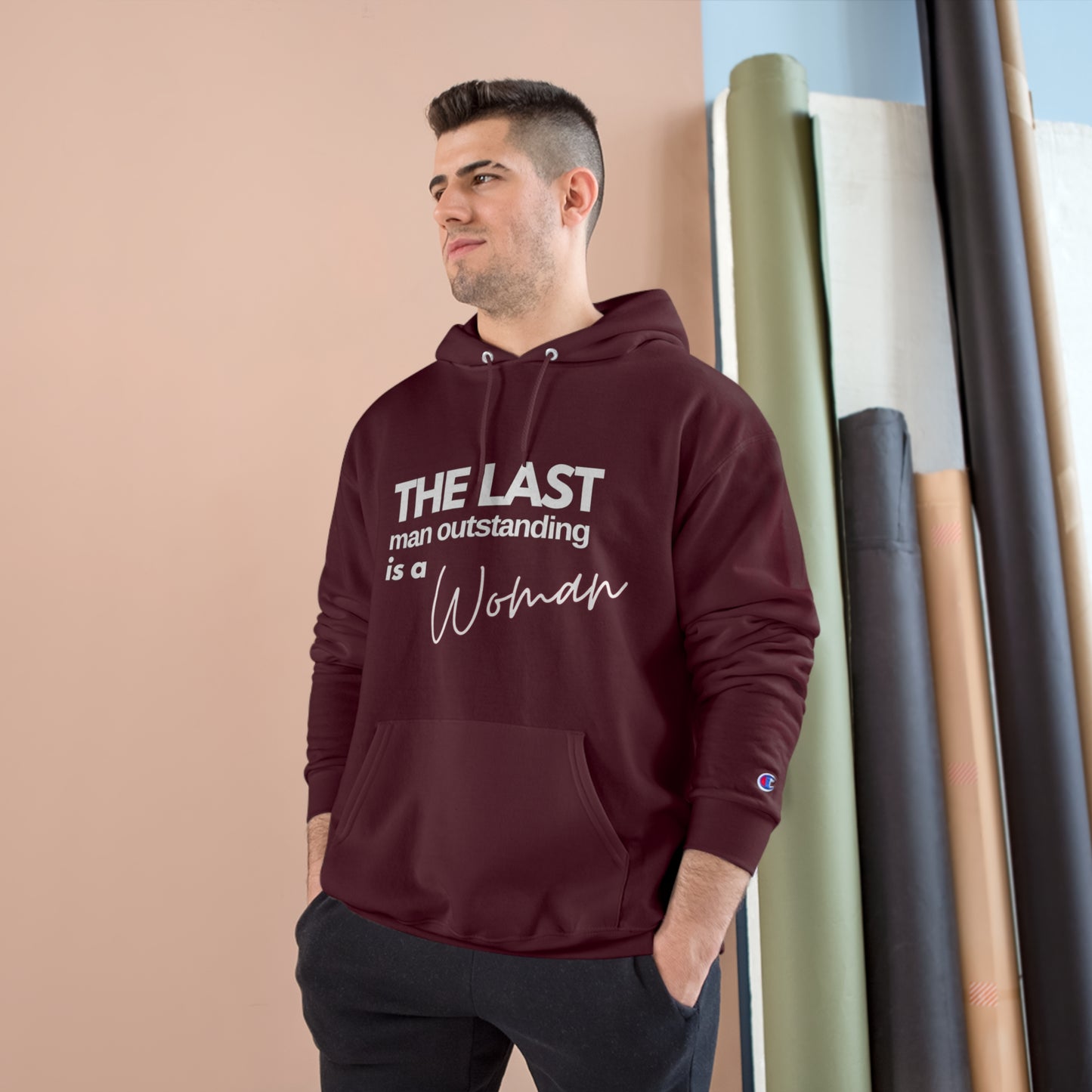 US Elections Merch Democrats The Last Man Outstanding is a Woman Champion Hoodie