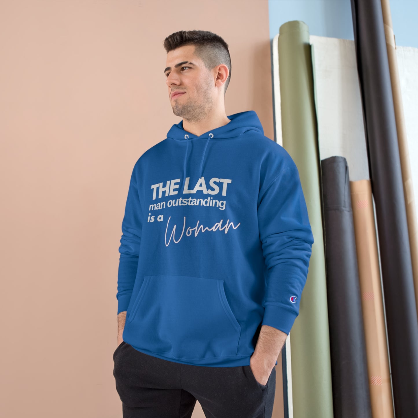 US Elections Merch Democrats The Last Man Outstanding is a Woman Champion Hoodie